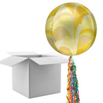 Floating Gold Macro Marble Balloon In A Box With Tail Surprise Gift - Personalise It!