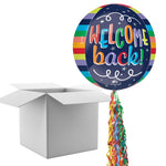 Floating Welcome Back Balloon In A Box With Tail Surprise Gift - Personalise It!