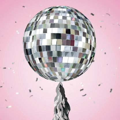 Floating Retro Disco Ball Balloon In A Box With Tail Surprise Gift - Personalise It!