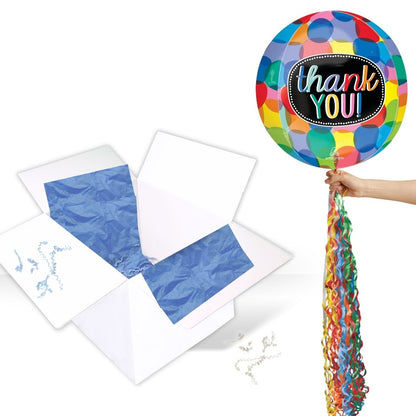 Floating Bubbly Thank You Balloon In A Box With Tail Surprise Gift - Personalise It!