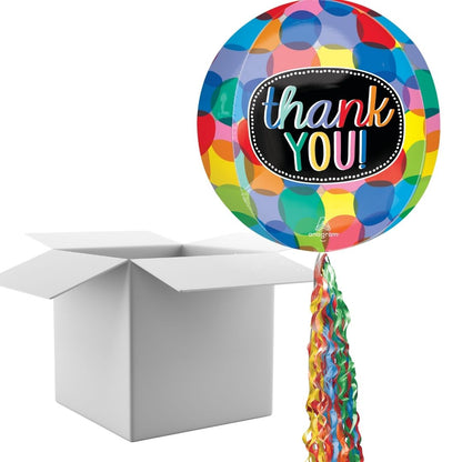 Floating Bubbly Thank You Balloon In A Box With Tail Surprise Gift - Personalise It!