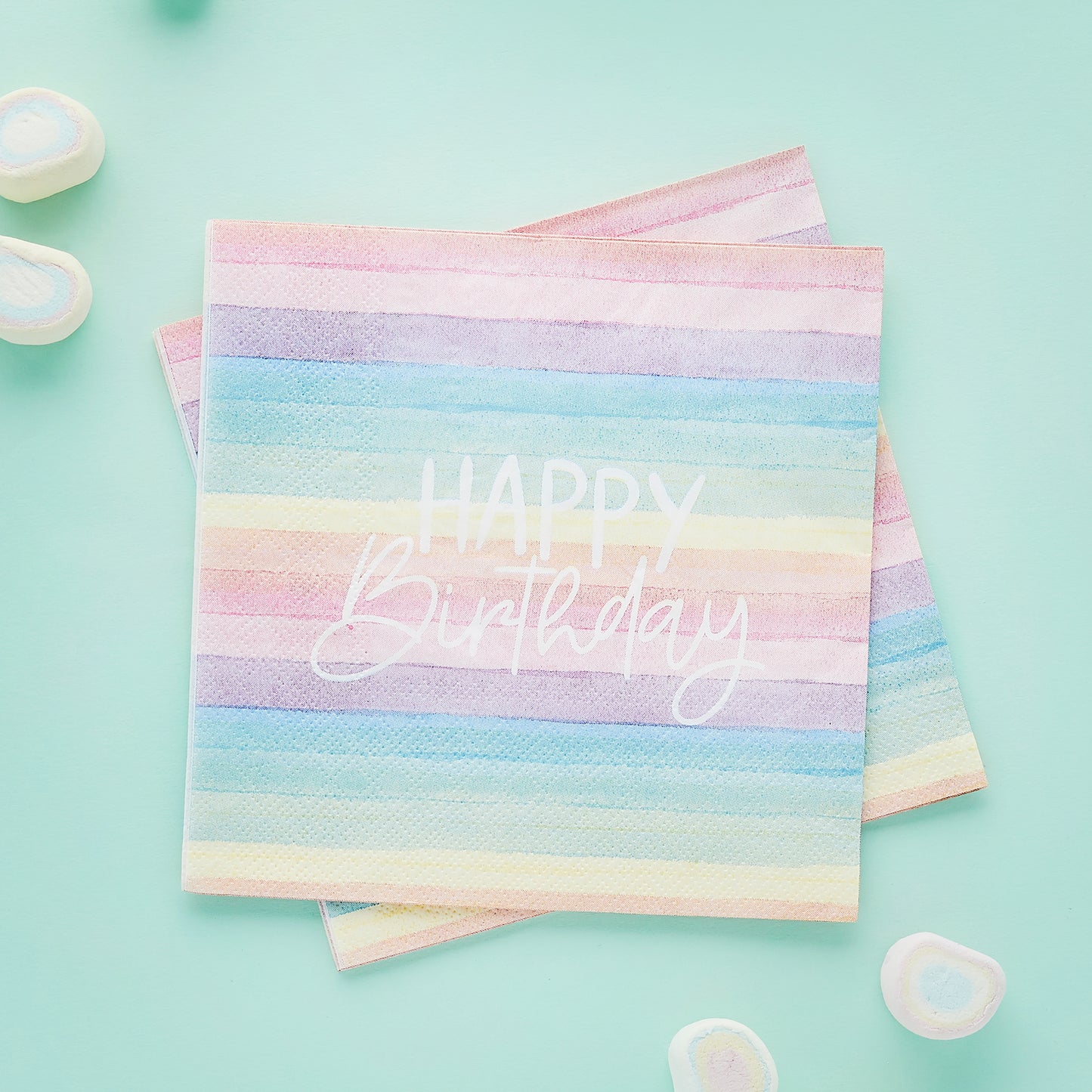 Hootyballoo 16 Pack Eco Rainbow 'Happy Birthday' Paper Napkins Party Tableware