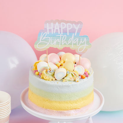 Hootyballoo Eco Rainbow 'Happy Birthday' Paper Cake Topper Birthday Partyware