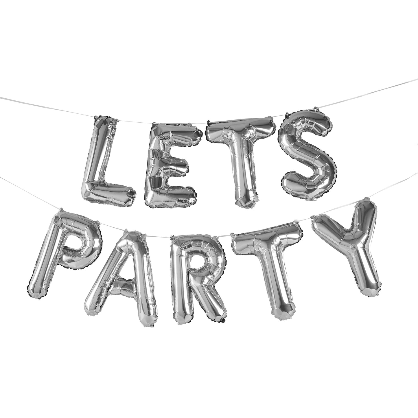 Hootyballoo Silver 'Lets Party' 16" Foil Balloon Garland Banner Partyware