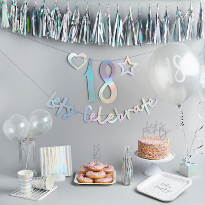Hootyballoo Silver 'Lets Party' 16" Foil Balloon Garland Banner Partyware