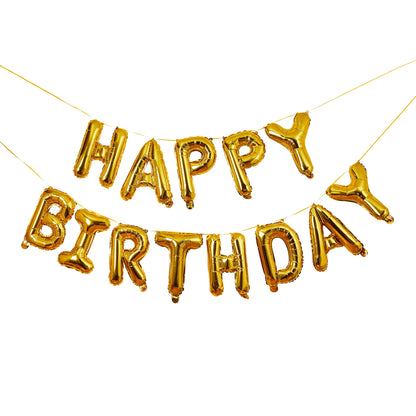 Hootyballoo Gold 'Happy Birthday' 16" Foil Balloon Garland Birthday Banner