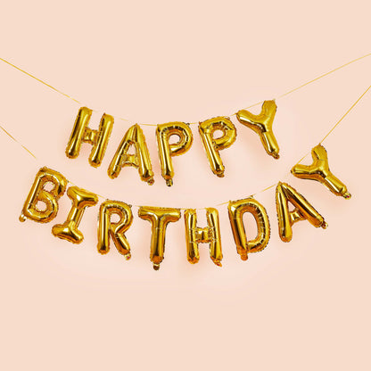 Hootyballoo Gold 'Happy Birthday' 16" Foil Balloon Garland Birthday Banner