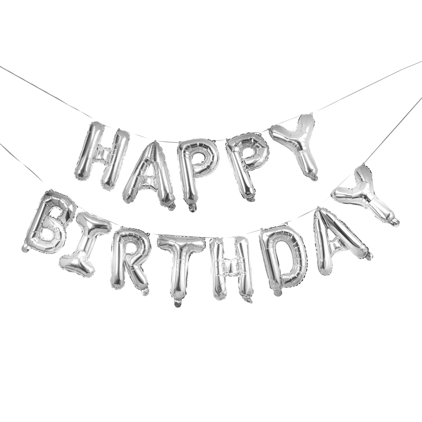 Hootyballoo Silver 'Happy Birthday'' 16" Foil Balloon Garland Banner Partyware