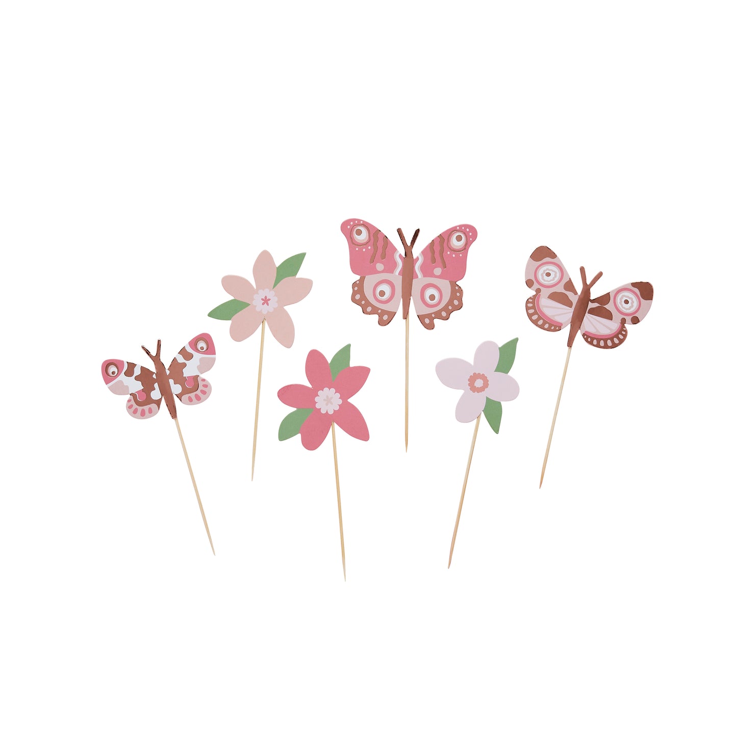 Hootyballoo 12 Pack Flower & Butterfly Food Picks Cake Topper Partyware