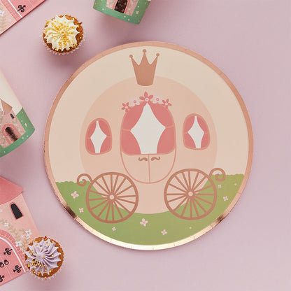 Hootyballoo 8 Pack Princess Carriage Paper Plates Children's Partyware