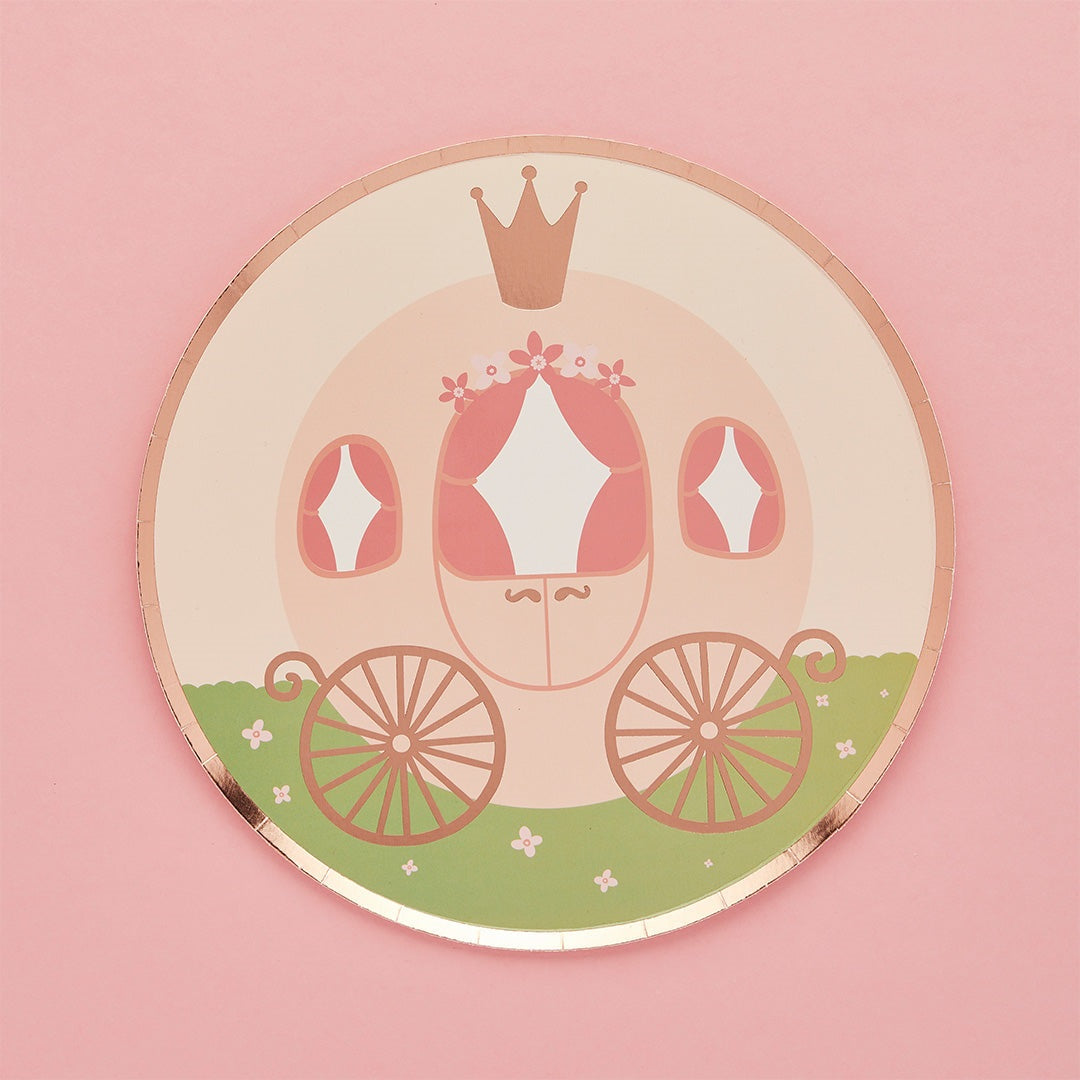 Hootyballoo 8 Pack Princess Carriage Paper Plates Children's Partyware