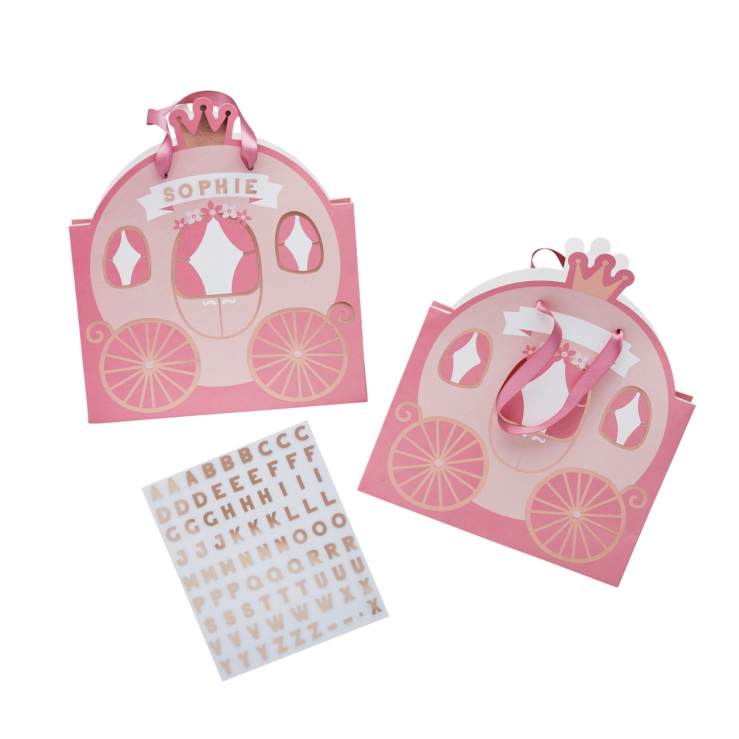 Hootyballoo 4 Pack Personalised Princess Carriage Party Bags Gift Bag Partyware