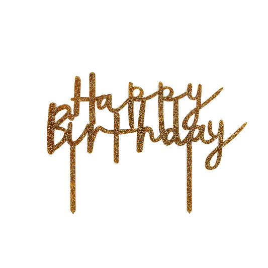 Hootyballoo Gold Happy Birthday Cake Topper Cake Decoration Birthday Partyware