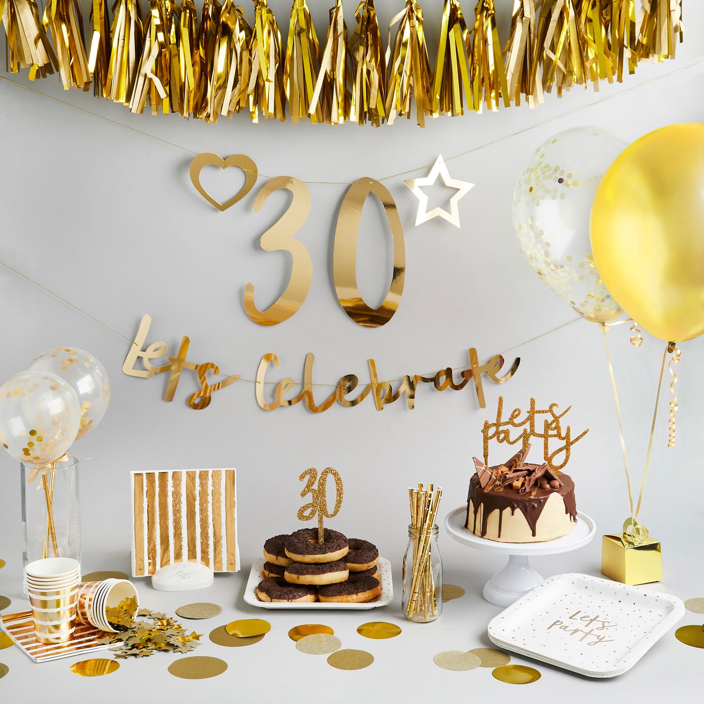 Hootyballoo 2 Pack Personalised Gold Party Banner 2M Banner Partyware Decoration