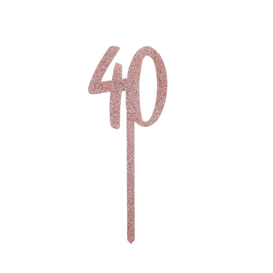 Hootyballoo Rose Gold '40' Cake Topper Cake Decoration Birthday Partyware