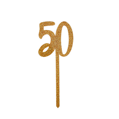 Hootyballoo Gold '50' Cake Topper Glitter Cake Decoration Birthday Partyware