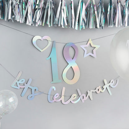 Hootyballoo 2 Pack Personalised Iridescent Party Banner 2M Banner Partyware