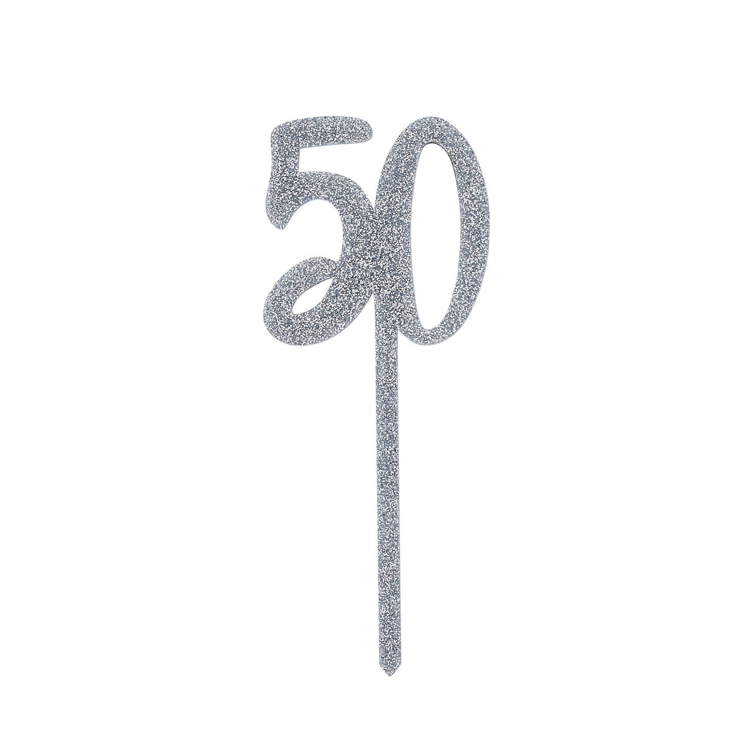 Hootyballoo Silver '50' Cake Topper Glitter Cake Decoration Birthday Partyware