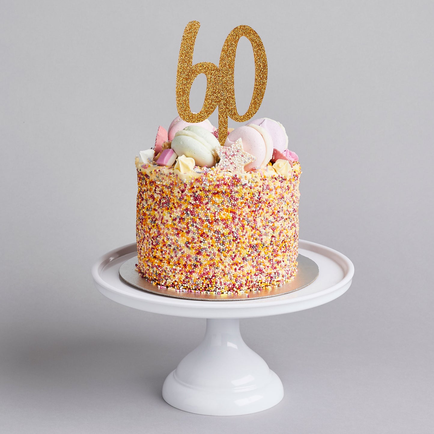 Hootyballoo Gold '60' Cake Topper Glitter Cake Decoration Birthday Partyware