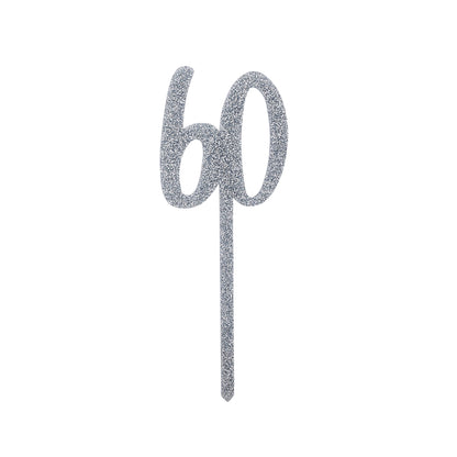 Hootyballoo Silver '60' Cake Topper Glitter Cake Decoration Birthday Partyware