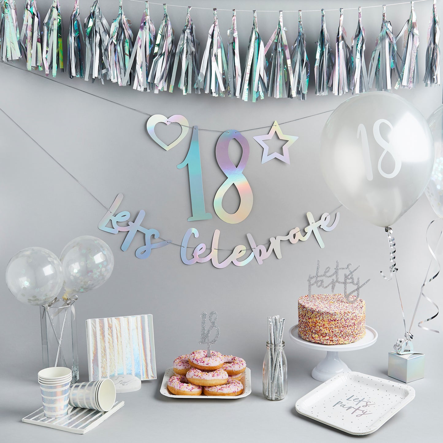 Hootyballoo 2 Pack Iridescent Happy Birthday Party Banner 2M Banner Partyware