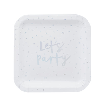 Hootyballoo 8 Pack Iridescent 'Lets Party' Paper Plates Tableware Partyware