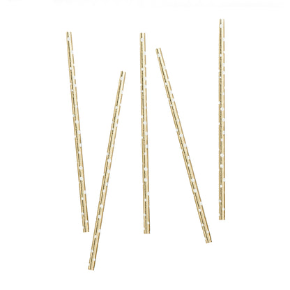 Hootyballoo 20 Pack Gold Dot Paper Straws Party Tableware Partyware