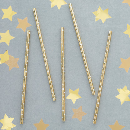 Hootyballoo 20 Pack Gold Dot Paper Straws Party Tableware Partyware