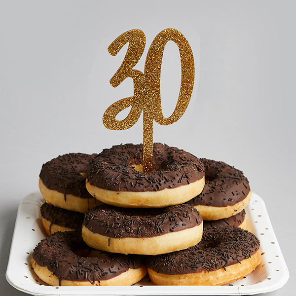 Hootyballoo Gold '30' Cake Topper Glitter Cake Decoration Birthday Partyware