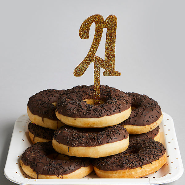 Hootyballoo Gold '21' Cake Topper Glitter Cake Decoration Birthday Partyware