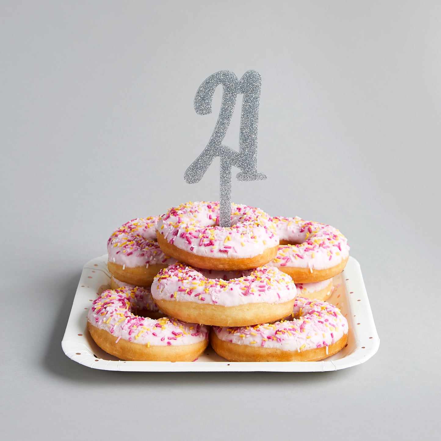 Hootyballoo Silver '21' Cake Topper Glitter Cake Decoration Birthday Partyware