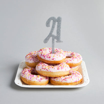 Hootyballoo Silver '21' Cake Topper Glitter Cake Decoration Birthday Partyware