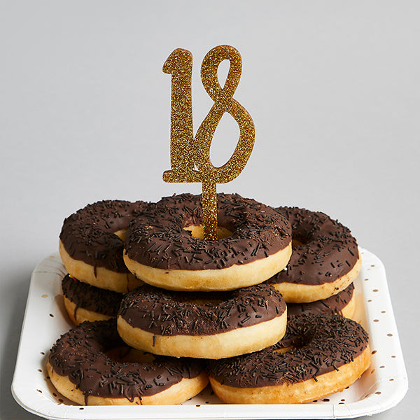 Hootyballoo Gold '18' Cake Topper Glitter Cake Decoration Birthday Partyware