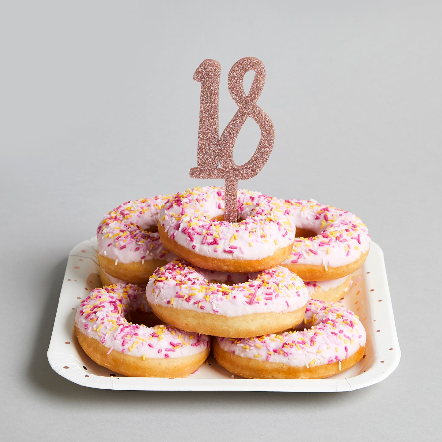 Hootyballoo Rose Gold '18' Cake Topper Glitter Decoration Birthday Partyware