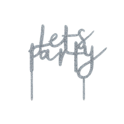 Hootyballoo Silver 'Lets Party' Cake Topper Decoration Birthday Partyware