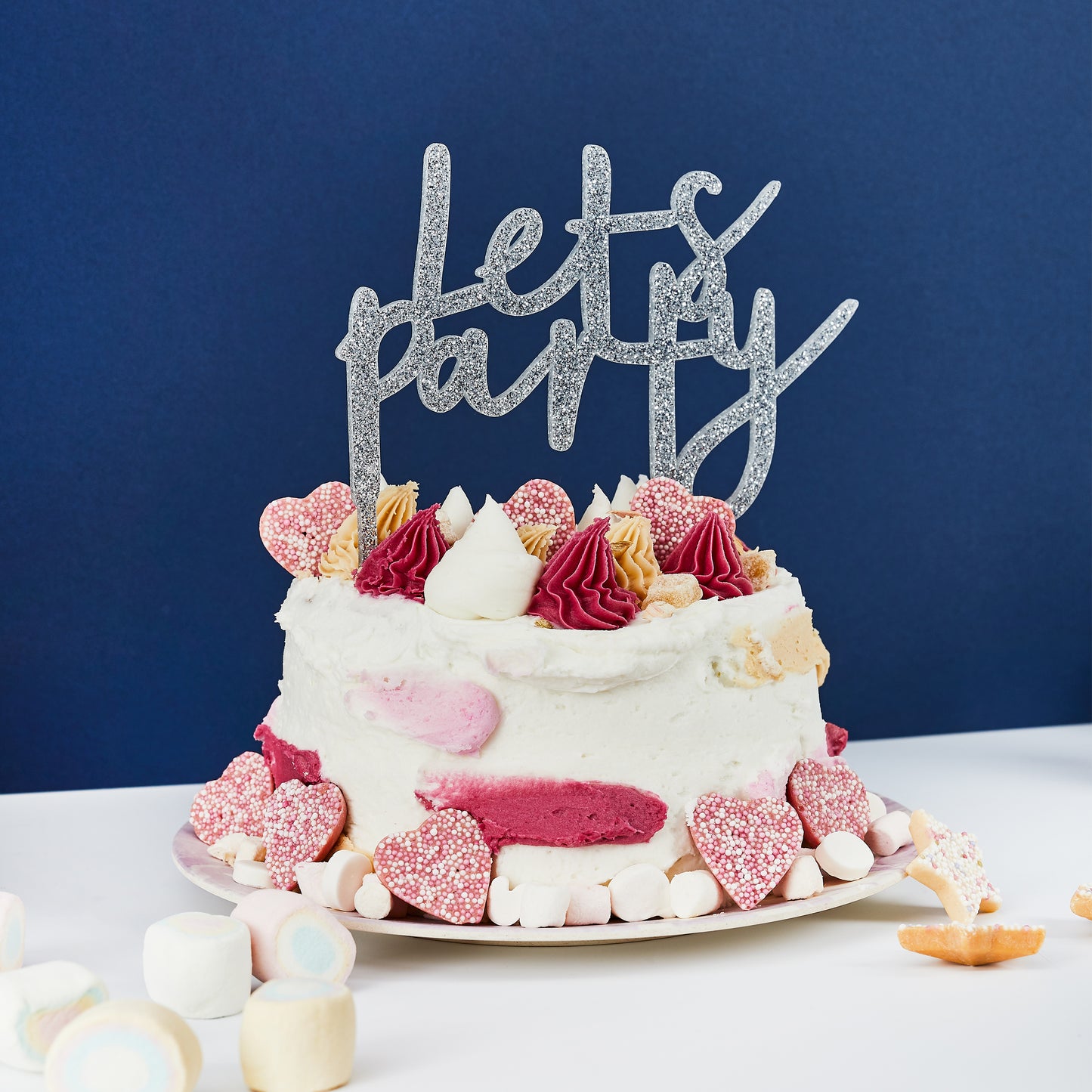 Hootyballoo Silver 'Lets Party' Cake Topper Decoration Birthday Partyware