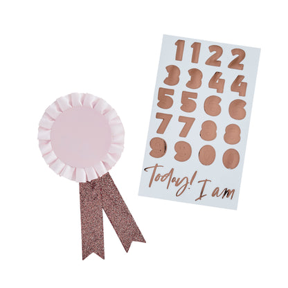 Hootyballoo Personalised Rose Gold Milestone Birthday Badge Partyware