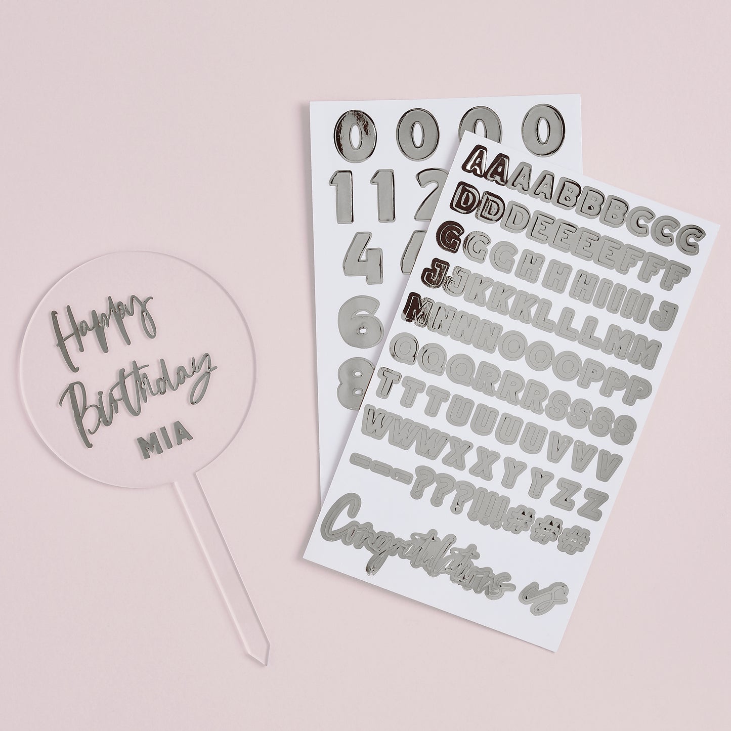 Hootyballoo Personalised Silver Cake Topper Customisable Birthday Partyware