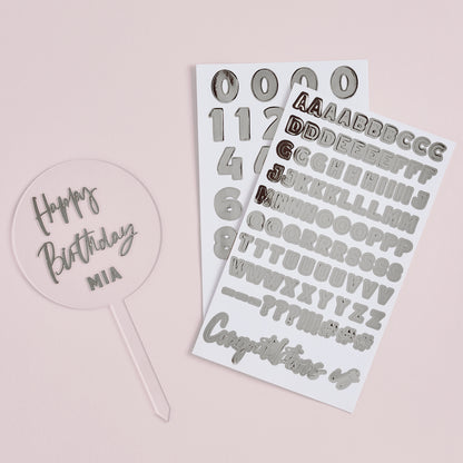 Hootyballoo Personalised Silver Cake Topper Customisable Birthday Partyware