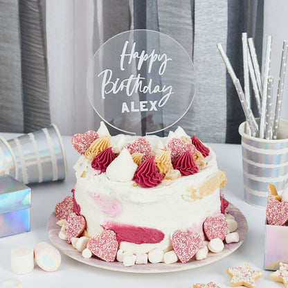 Hootyballoo Personalised Silver Cake Topper Customisable Birthday Partyware