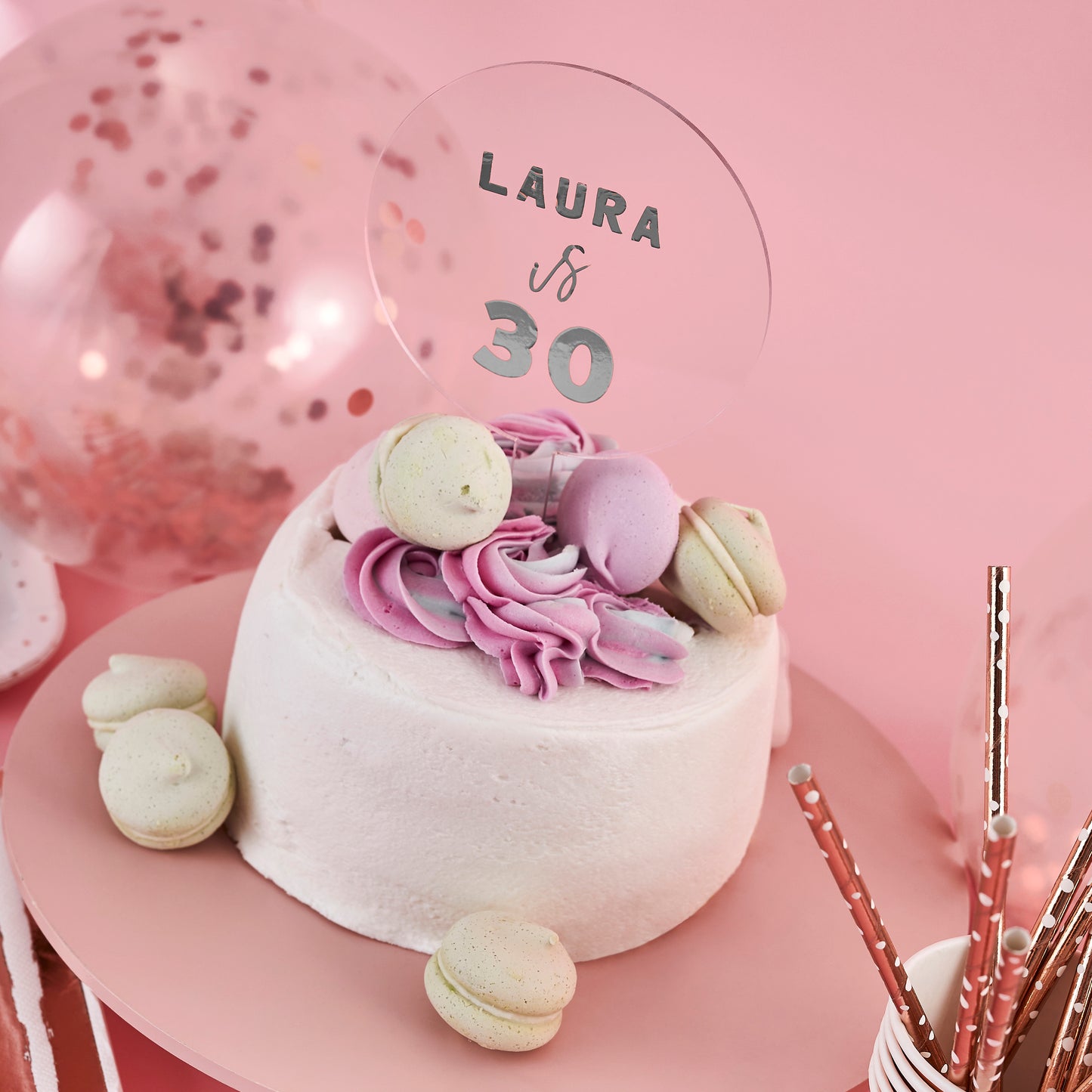 Hootyballoo Personalised Silver Cake Topper Customisable Birthday Partyware