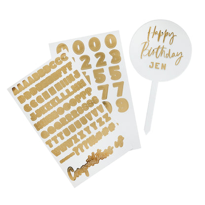Hootyballoo Personalised Gold Cake Topper Customisable Birthday Partyware