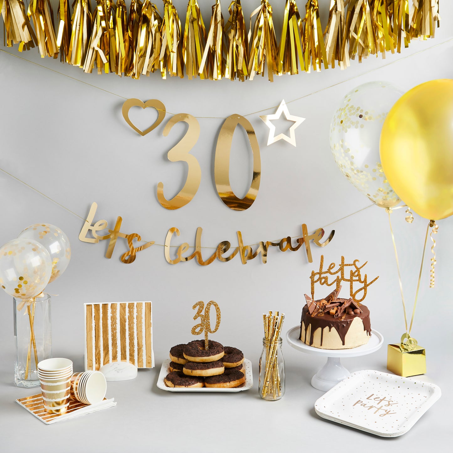 Hootyballoo Personalised Gold Cake Topper Customisable Birthday Partyware