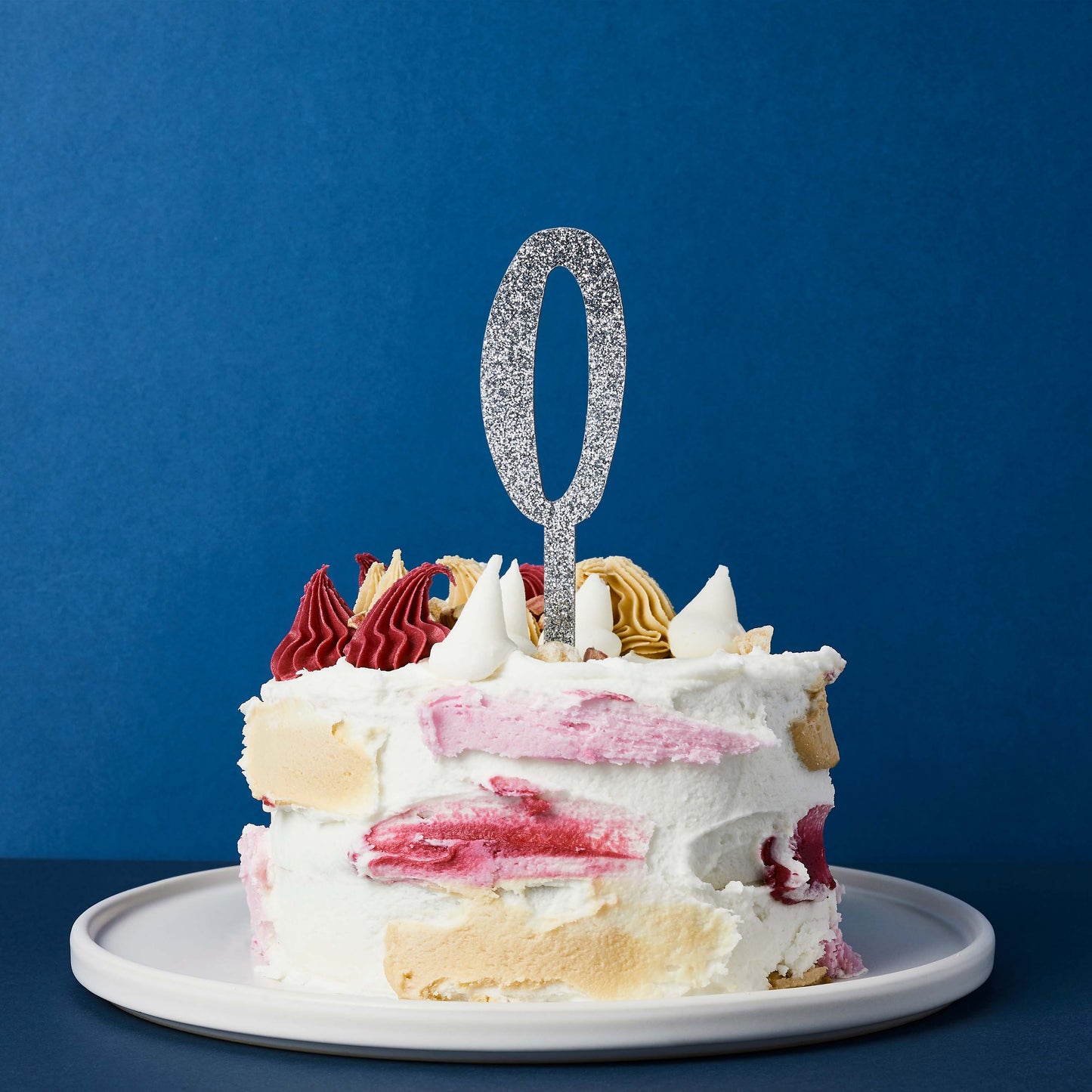 Hootyballoo Silver '0' Cake Topper Glitter Cake Decoration Birthday Partyware