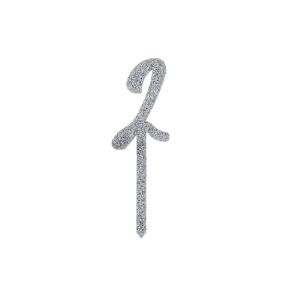 Hootyballoo Silver '2' Cake Topper Glitter Cake Decoration Birthday Partyware