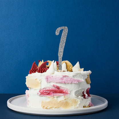 Hootyballoo Silver '7' Cake Topper Glitter Cake Decoration Birthday Partyware