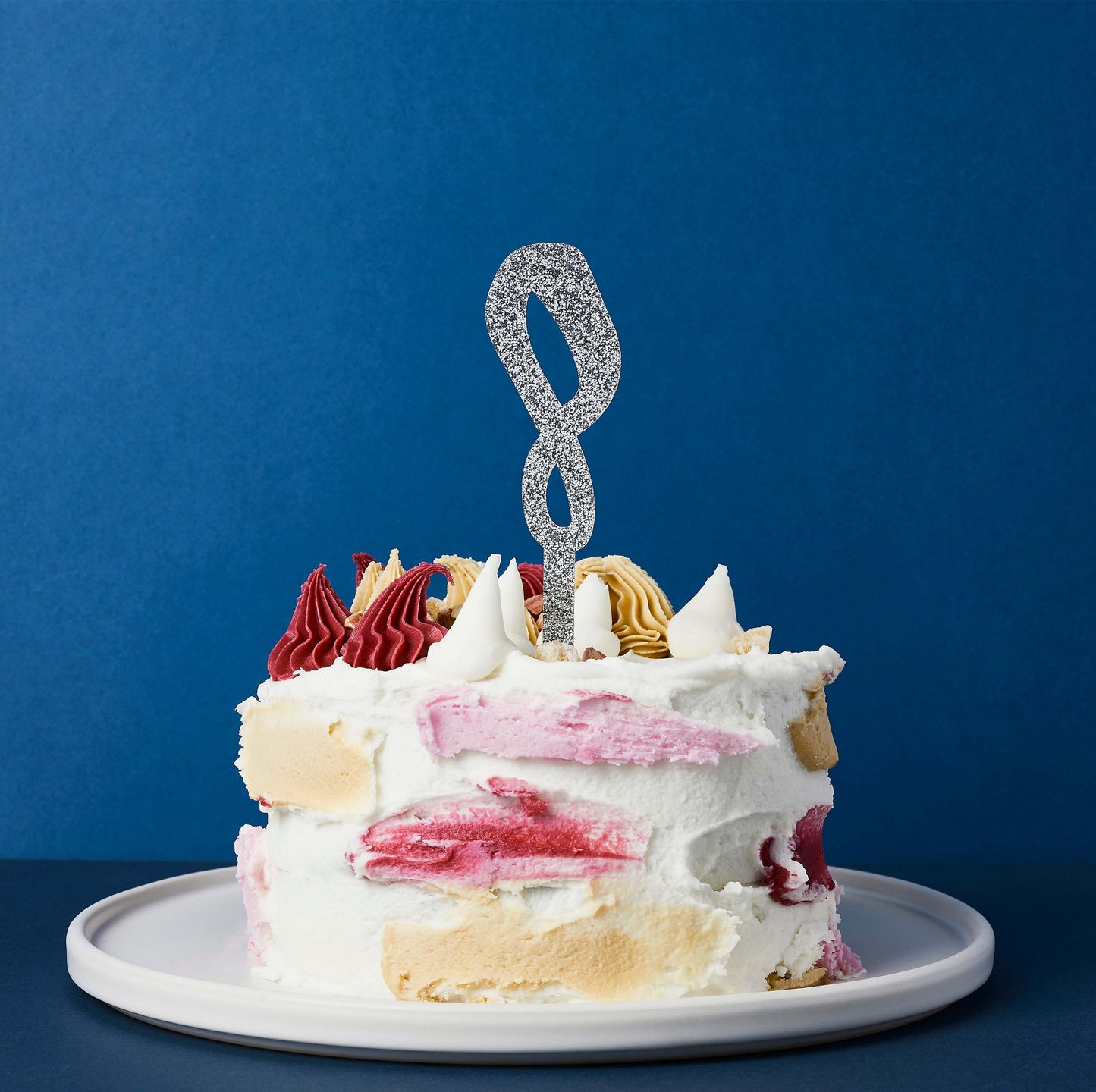 Hootyballoo Silver '8' Cake Topper Glitter Cake Decoration Birthday Partyware