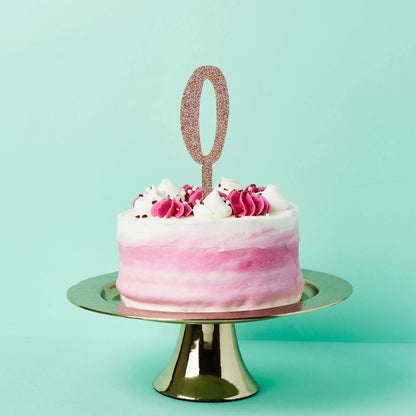 Hootyballoo Rose Gold '0' Cake Topper Glitter Cake Decoration Birthday Partyware