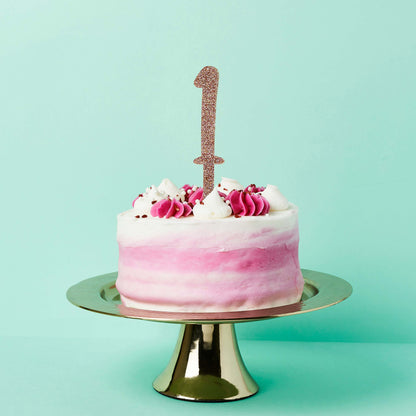 Hootyballoo Rose Gold '1' Cake Topper Glitter Cake Decoration Birthday Partyware