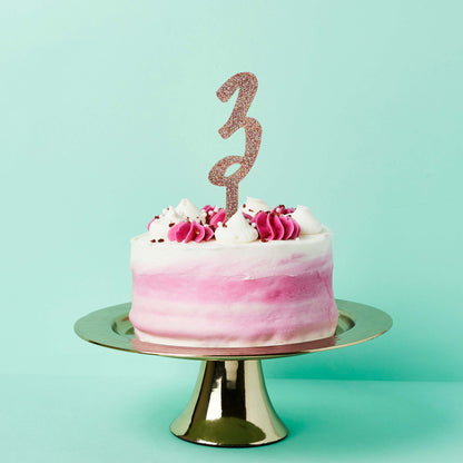 Hootyballoo Rose Gold '3' Cake Topper Glitter Cake Decoration Birthday Partyware